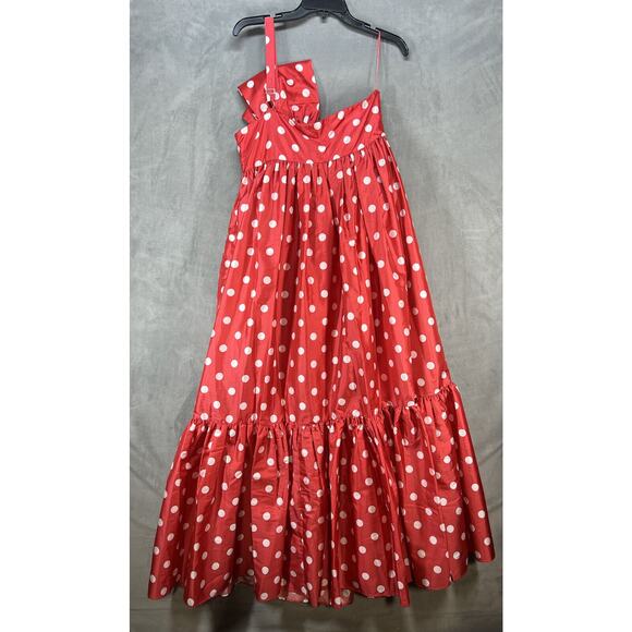 Anthropologie Astu Sally Bow Midi Dress Size Medium Red Polka Dot - Picture 5 of 10